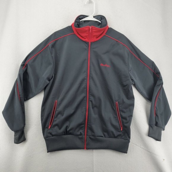 MacGregor Jacket Men's Long Sleeve Full Zip High Neck Zippered Pockets Gray Lg - Picture 2 of 12